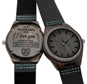 To My Husband Laser Engraved Wooden Watch