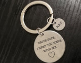 Drive Safe Customized  Engraved Initials Keyring - FREE SHIPPING